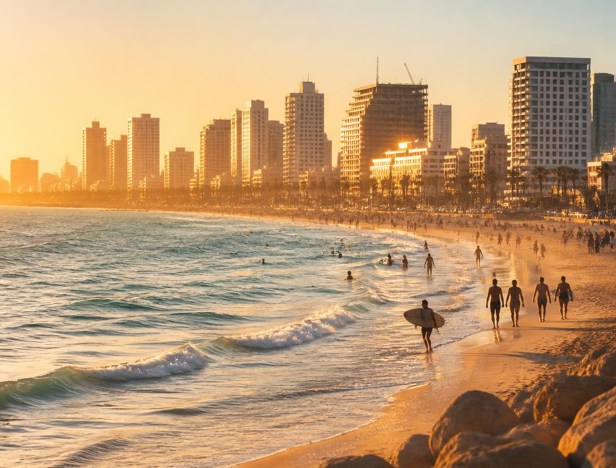 The Mediterranean beach three minutes from Renoma Hotel Tel Aviv